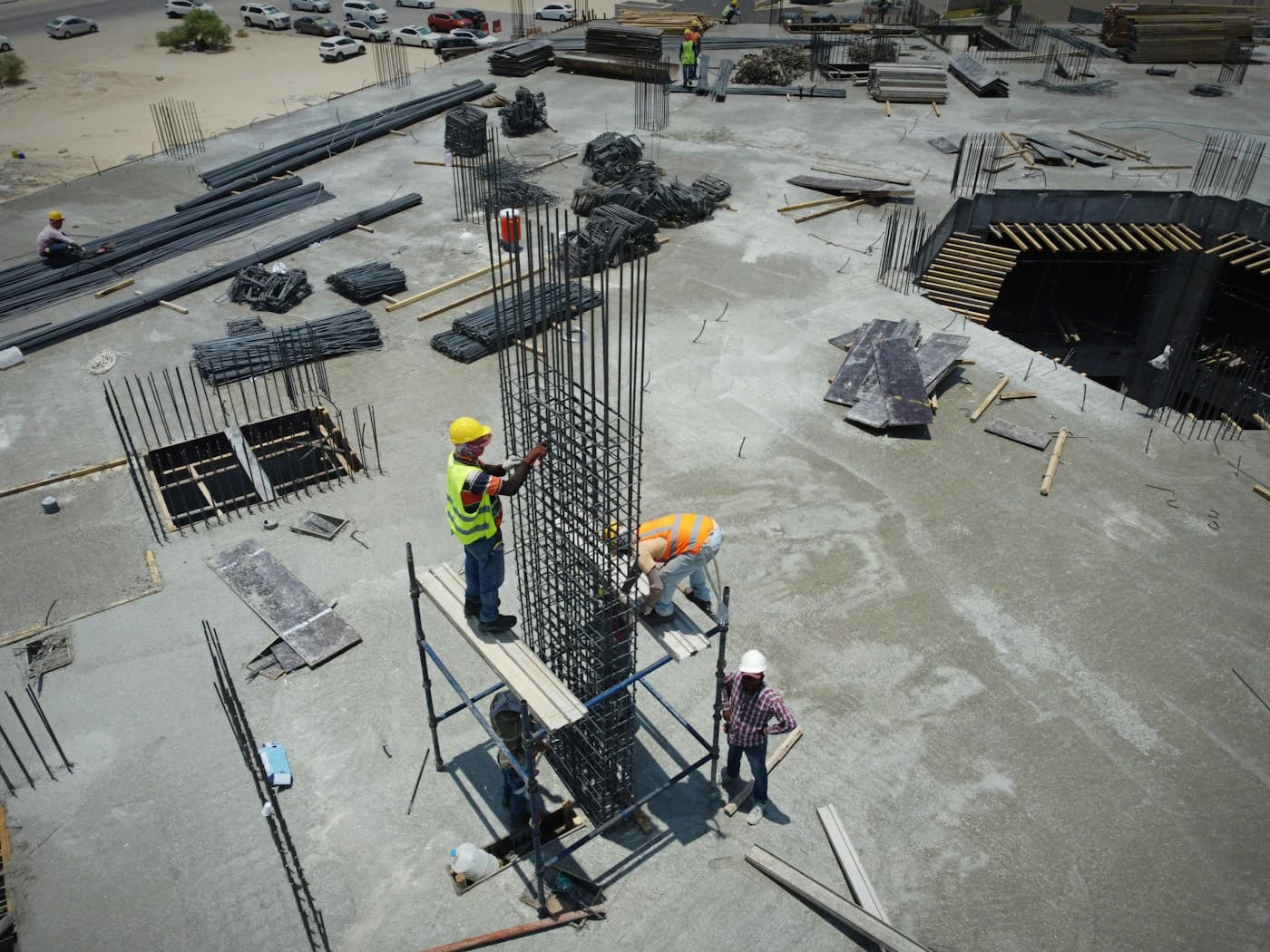Engineers coordinating on a construction site